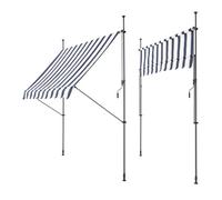 Toldo articulado barras telescópicas 150 x 120 x 220-309 cm azul oscuro y blanco [pro.tec]