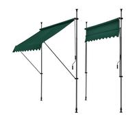 Toldo articulado barras telescópicas 150 x 120 x 220-309 cm verde oscuro [pro.tec]