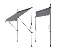 Toldo articulado barras telescópicas 350 x 120 x 220-309 cm gris medio [pro.tec]