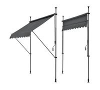 Toldo articulado con armazón enrollable - gris - 250 x 118 x 205-300 cm [pro.tec]