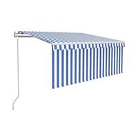 Toldo automático retráctil con persiana azul y blanco 3x2,5m vidaxl
