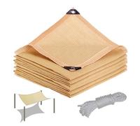 Toldo beige con ojales, toldo para exteriores, protección solar, transpirable, para balcón, jardín, piscina, lona rectangular de 4 x 4 m para bloqueo UV