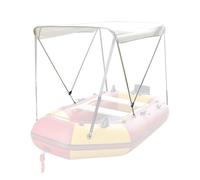Toldo Bimini para Barca Inflable 2 Arcos, Lona Oxford 600D Impermeable, Estructura de Aluminio Plegable, Sombrilla para Dinghy y Barcos de Pesca, Blanco