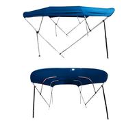Toldo Bimini para Barco 4 Arcos, Toldo de Lona de 2,4 M Largo, Impermeable, Parasol, con Postes Traseros y Marco de Aluminio(Blue,244 (L) x 137 (H) x 155-167 cm)
