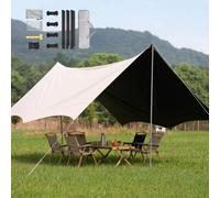 Toldo Camping, Carpas Playa Y Refugio Exterior 4.4x4.5/5.6m con Palos, Lona Toldo Impermeable Grande, Protección Solar UV, Toldo Sombra Portátil para Acampada(Green,450x440cm)