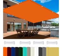 Toldo con bloqueo UV para patios, 1,4 x 2,8 m, 98 % de poliéster con ojales y cordones para pérgola, jardín, césped, color naranja