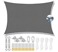 Toldo cuadrado de 4 x 6 m, impermeable, poliéster PES 95% de protección UV, toldo para exteriores con kit de instalación, ideal para actividades en el patio, piscina, césped, color gris oscuro