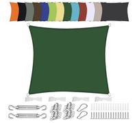 Toldo cuadrado impermeable con protección UV de 6,5 x 6,5 m, con accesorios de montaje, toldo verde para jardín, patio, terraza, terraza y patio trasero
