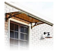 Toldo Curvo de policarbonato para Puerta Principal y Trasera, protección contra Rayos UV, Lluvia y Nieve en Exteriores, jardín, Patio y Porche. Color marrón con Soporte Negro.