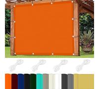 Toldo de 5 x 10 m, 98 % de protección UV, impermeable, de poliéster, con 4 cuerdas de 1,5 m, para pérgola, patio, jardín, césped, color naranja