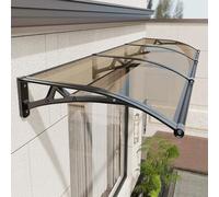 Toldo de aluminio marrón para puerta de entrada, 100 x 130 cm, toldo de policarbonato para lluvia, nieve y protección UV, elegante cubierta de entrada al aire libre, duradera y resistente a la