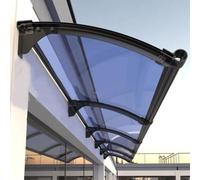 Toldo de aluminio para puerta con cubierta de policarbonato, toldo de entrada fácil de instalar con pendiente de drenaje, resistente a la intemperie, color negro, 110 x 130 cm, máxima protección al