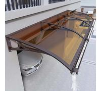 Toldo de aluminio para puerta delantera con canalones laterales, resistente a la intemperie, para patios, balcones, jardines y escalones de sótano (color té, 100 x 160 cm)