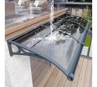 Toldo de aluminio resistente a la intemperie para puerta delantera, toldo de policarbonato grande, protección UV, cubierta de entrada, dimensiones (ancho 120 x largo 200 cm)