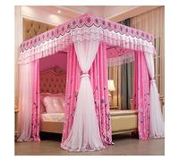 Toldo de cama de lujo de doble barra para camas de 2 m, protección de 360°, a prueba de polvo y sombreado, cortinas de cama para las cuatro estaciones