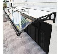 Toldo de entrada al aire libre con fregadero grande de aluminio, cubierta de policarbonato, drenaje de doble cara (60 x 490 cm) y elegante protección para tu entrada