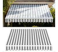 Toldo De Exterior De Repuesto, Manual, Retráctil, De Poliéster De 280 G, con Faldón Frontal, para Jardín, Patio Trasero, Terraza, Porche O Terraza. Gray White Stripes 6.5x1.5m