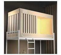 Toldo de litera individual beige con cortinas opacas, tienda de campaña de privacidad para niñas y adolescentes, fácil de instalar, diseño de 4 postes para dormitorio, tamaño grande para máxima
