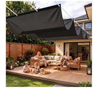 Toldo de Ondas Corredero 1.5x7.5m Pérgola Resistente al Agua Negro | CONFORT TÉRMICO : Oxford 230g/m² repelente al agua.Sombra modulable con cuerdas de poliéster duraderas,sin barras pesadas.