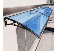 Toldo de patio al aire libre para puerta delantera, toldo de policarbonato resistente a los rayos UV, resistente a la intemperie, cubierta de porche azul, 100 x 180 cm, protección contra la lluvia y