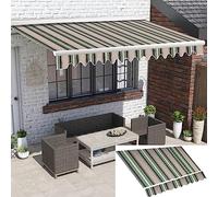 Toldo de patio impermeable de 10 x 6.5 pies, tela retráctil con protección UV para ventana, puerta, mercado, cubierta, cubierta de sombra de múltiples rayas