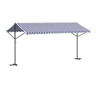 Toldo de pie tela y acero azul y blanco 500x300 cm Jardín exterior Piscina Balcón Toldos Patio Decoración