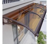 Toldo de policarbonato marrón para puerta de exterior con canalón grande, resistente a la intemperie, cubierta de porche para entrada (60 x 36 pulgadas)