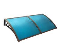 Toldo de policarbonato para balcón, protección UV y lluvia, para ventanas, uso al aire libre, azul, 100 x 150 cm, soporte de acero de plástico, diseño resistente a la intemperie