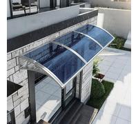 Toldo de policarbonato para entrada de puerta, protección UV/lluvia/nieve, soporte de aluminio, toldo exterior para balcón y garaje, 60 x 340 cm