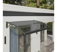 Toldo de policarbonato para exteriores con canalón transparente y soporte de aluminio, protección contra la lluvia y la nieve, diseño de reducción de ruido (120 x 120 cm)