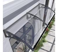 Toldo de policarbonato para puerta delantera, resistente a la intemperie, 60 x 120 cm, soporte de aluminio, protección UV, varios tamaños de 80 a 300 cm, elegante refugio al aire libre
