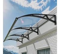 Toldo de policarbonato para puerta, marco de aluminio para puerta y ventana, diseño de techo inclinado, protección impermeable contra la lluvia y la nieve, perfecto para terraza y balcón (100 x 100 cm