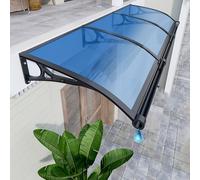 Toldo de policarbonato para puerta, protección UV y lluvia, nieve, 60 x 180 cm, elegante refugio exterior para entradas, diseño de fregadero grande, acabado azul