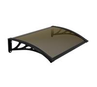 Toldo de policarbonato transparente para puerta, 100 x 300 cm, toldo de techo inclinado marrón para entrada al aire libre, protección contra la lluvia, la nieve y los rayos UV
