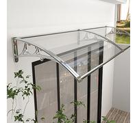 Toldo de protección contra la Lluvia para Puerta de Entrada, Patio, Porche, Techo, protección UV, Cubierta de policarbonato Transparente con Marco de Aluminio, 80 x 260 cm (32 x 102 Pulgadas