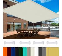 Toldo de protección UV para jardín, 2 x 2,2 m, 98 % de bloqueo UV, toldo de poliéster impermeable con 4 cuerdas de 1,5 m para patio, pérgola, césped y jardín, color marfil