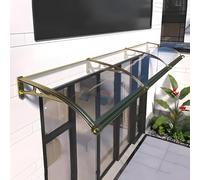 Toldo de protección UV para puertas y ventanas, panel de policarbonato de soporte de aluminio dorado para lluvia y nieve, perfecto para patio trasero, porche y jardín (transparente, 80 x 280 cm