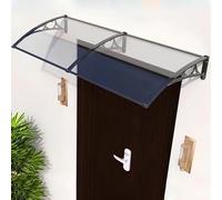 Toldo de puerta con protección UV, soporte negro duradero con protector de lluvia y nieve de policarbonato transparente, fácil instalación, 60 x 80 cm, resistente a la intemperie