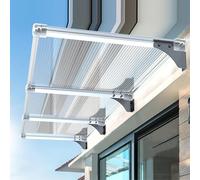 Toldo de puerta de aluminio y policarbonato, toldo al aire libre en forma de arco, techo inclinado transparente para entrada, 100 x 130 cm (39 x 51) - Protección de entrada resistente a la intemperie