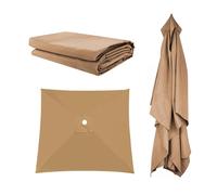 Toldo De Recambio De Sombrilla 200 250 270 300cm 4/6/8 Varillas, Grandes Rectangular Parasol Canopy Reemplazar Tapa, BlancoGris Caqui Dosel De Replacement Para Jardín Mercado Playa(Khaki,2.7X2.7m)