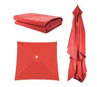 Toldo De Recambio De Sombrilla 200 250 270 300cm 4/6/8 Varillas, Grandes Rectangular Parasol Canopy Reemplazar Tapa, BlancoGris Caqui Dosel De Replacement Para Jardín Mercado Playa(Red,2.7X2.7m)