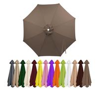 Toldo de Recambio de Sombrilla 6/8 Varillas Impermeable Cubierta de Repuesto para Sombrilla Para Piscina Jardín Terrazas patio, mesa de patio 2/2.3/2.5/2.7/3/3.5/4m(Dark top color,2.0m/8 ribs)