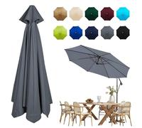 Toldo De Recambio De Sombrilla, Cubierta De Repuesto Para Parasol 6/8 Varillas, 2.0m 2.3m 2.5m 2.7m 3.0m Tela De Toldo De Repuesto, Reemplazo Toldo De Recambio Para Sombrilla De Jardín(Gray,2.7M/8Ribs