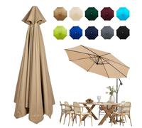 Toldo De Recambio De Sombrilla, Cubierta De Repuesto Para Parasol 6/8 Varillas, 2.0m 2.3m 2.5m 2.7m 3.0m Tela De Toldo De Repuesto, Reemplazo Toldo De Recambio Para Sombrilla De Jardín(Khaki,2.3M/6Rib