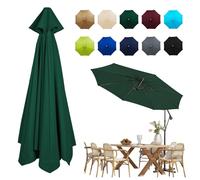 Toldo De Recambio De Sombrilla, Cubierta De Repuesto Para Parasol 6/8 Varillas, 2.0m 2.3m 2.5m 2.7m 3.0m Tela De Toldo De Repuesto, Reemplazo Toldo De Recambio Para Sombrilla De Jardín(Dark green,2.5M