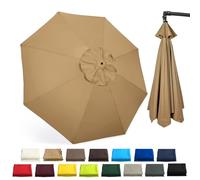 Toldo de Recambio de Sombrilla de 270/300cm 8 Varillas,Toldo de Repuesto para sombrilla,Sombrilla Redonda de Repuesto para Patio,Cubierta de sombrilla de Playa (Color : Marrón Claro, Tamaño : 8 vari