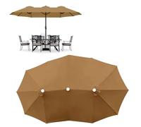 Toldo De Recambio De Sombrillas Jardin De Mesa Exterior, Cubierta De Repuesto UV50+ Impermeable Para Sombrilla Doble 465x270cm De Patio, Para Piscina Mercado Parasol Grandes Con 12 Varillas(Khaki)
