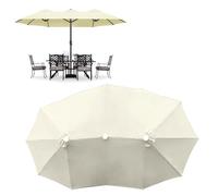 Toldo De Recambio De Sombrillas Jardin De Mesa Exterior, Cubierta De Repuesto UV50+ Impermeable Para Sombrilla Doble 465x270cm De Patio, Para Piscina Mercado Parasol Grandes Con 12 Varillas(Beige)