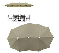 Toldo De Recambio De Sombrillas Jardin De Mesa Exterior, Cubierta De Repuesto UV50+ Impermeable Para Sombrilla Doble 465x270cm De Patio, Para Piscina Mercado Parasol Grandes Con 12 Varillas(Taupe)