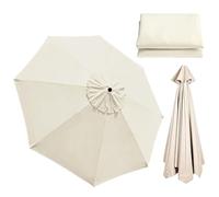 Toldo de repuesto de poliéster para sombrilla de jardín, cubierta redonda de 2,3 m/2,7 m/3 m, se adapta a 6/8 varillas, parasol para balcón, piscina y playa (blanco roto, 3 m)